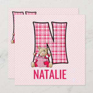Convite Letra Teddy Bear Rosa N Festa Aniversário de crian