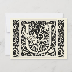 Convite Letra U Monograma Medieval Art Nouveau
