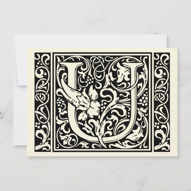 Convite Letra U Monograma Medieval Arte Nova (Frente)
