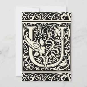 Convite Letra U Monograma Medieval Arte Nova