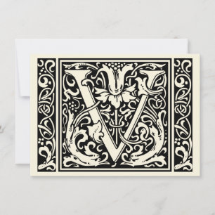 Convite Letra V Monograma Medieval Arte Nova