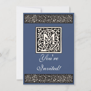 Convite Letra Vintage Monograma M Art Nouveau