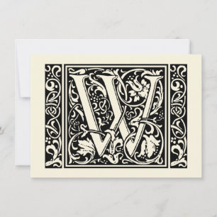 Convite Letra W Monograma Medieval Art Nouveau