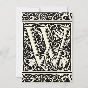Convite Letra W Monograma Medieval Art Nouveau