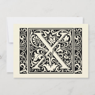 Convite Letra X Monograma Medieval Art Nouveau