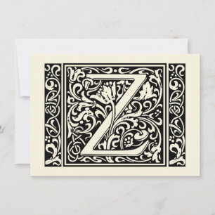 Convite Letra Z Monograma Medieval Art Nouveau