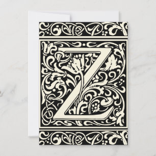Convite Letra Z Monograma Medieval Arte Nova