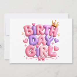 Convite Letras de Balão de Aniversário Menina PNG | Rosa F