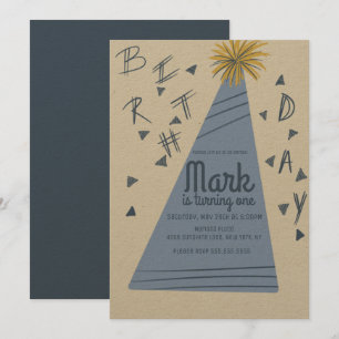 Convite Letras de Chapéu de Aniversário de Meninos Kraft