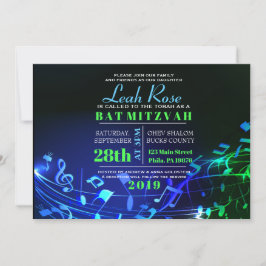 Convite Letras e Notas Hebraicas brilhantes Bat Mitzvah