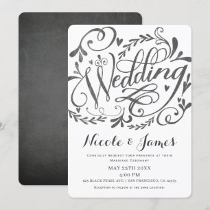 Convite Letras Elegantes e Caprichosas de Estilo Vintage c