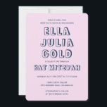 Convite LETRAS EXTERNAS DE DAVID Custom Bat Mitzvah<br><div class="desc">Cartão perfeito para anunciar um bar ou morcego mitzvah! Mão fez arte para você com estrela de David na frente e atrás! TOTALMENTE PERSONALIZÁVEL! Clique em "Personalizar" acima para editar o texto. Clique em "editar usando a ferramenta design" para ajustar as fontes, as cores e os posicionamentos e para excluir...</div>