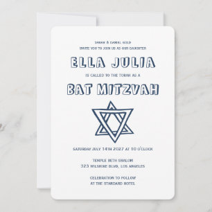 Convite LETRAS EXTERNAS DE DAVID Custom Bat Mitzvah