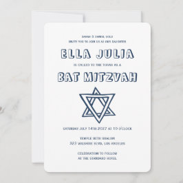 Convite LETRAS EXTERNAS DE DAVID Custom Bat Mitzvah