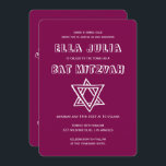 Convite LETRAS EXTERNAS DE DAVID Custom Bat Mitzvah<br><div class="desc">Cartão perfeito para anunciar um bar ou morcego mitzvah! Mão fez arte para você com estrela de David na frente e atrás! TOTALMENTE PERSONALIZÁVEL! Clique em "Personalizar" acima para editar o texto. Clique em "editar usando a ferramenta design" para ajustar as fontes, as cores e os posicionamentos e para excluir...</div>