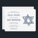 Convite LETRAS EXTERNAS DE DAVID Custom Bat Mitzvah<br><div class="desc">Cartão perfeito para anunciar um bar ou morcego mitzvah! Mão fez arte para você com estrela de David na frente e atrás! TOTALMENTE PERSONALIZÁVEL! Clique em "Personalizar" acima para editar o texto. Clique em "editar usando a ferramenta design" para ajustar as fontes, as cores e os posicionamentos e para excluir...</div>