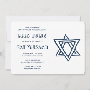 Convite LETRAS EXTERNAS DE DAVID Custom Bat Mitzvah