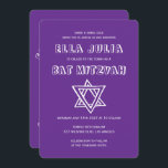 Convite LETRAS EXTERNAS DE DAVID Custom Bat Mitzvah<br><div class="desc">Cartão perfeito para anunciar um bar ou morcego mitzvah! Mão fez arte para você com estrela de David na frente e atrás! TOTALMENTE PERSONALIZÁVEL! Clique em "Personalizar" acima para editar o texto. Clique em "editar usando a ferramenta design" para ajustar as fontes, as cores e os posicionamentos e para excluir...</div>
