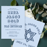 Convite LETRAS EXTERNAS ESTRELA DO Bar Personalizado DAVID<br><div class="desc">Cartão perfeito para anunciar um bar ou morcego mitzvah! Mão fez arte para você com estrela de David na frente e atrás! TOTALMENTE PERSONALIZÁVEL! Clique em "Personalizar" acima para editar o texto. Clique em "editar usando a ferramenta design" para ajustar as fontes, as cores e os posicionamentos e para excluir...</div>