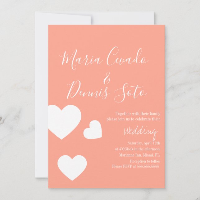 Convite Letreiro Coração Flutuante Casamento Bold Cor (Frente)