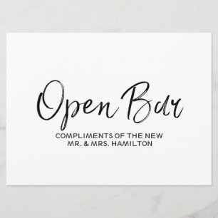 Convite Letreiro de "Bar Aberto" de Casamento   Letreiro E
