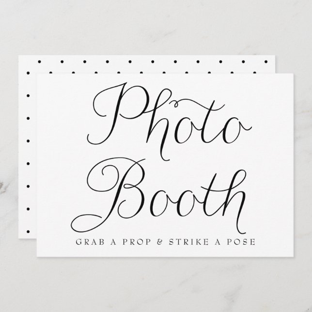 Convite Letreiro de Booth de Fotos de Casamento em Script  (Frente/Verso)