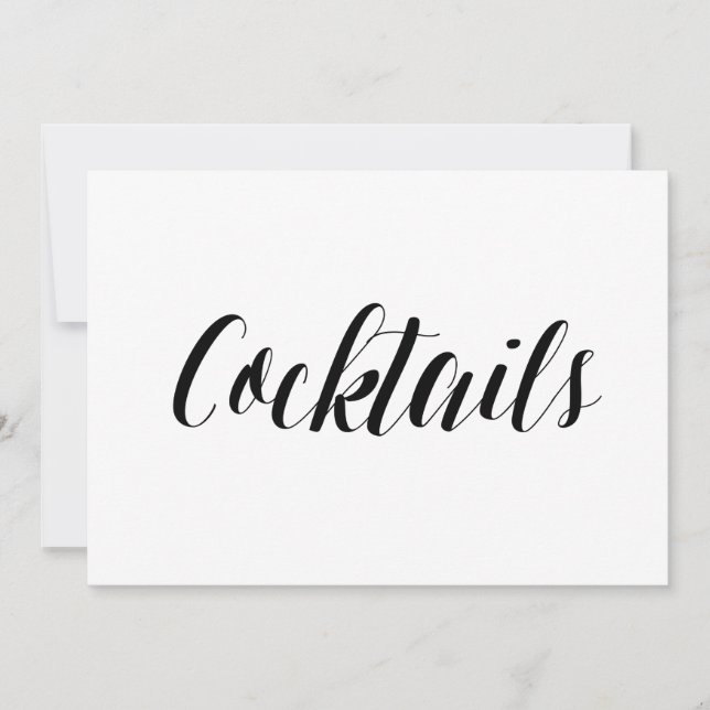 Convite Letreiro de Casamento "Cocktails" em Estilo Caligr (Frente)