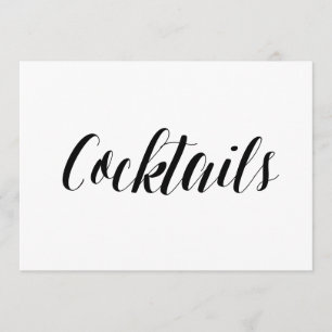 Convite Letreiro de Casamento "Cocktails" no Estilo Caligr