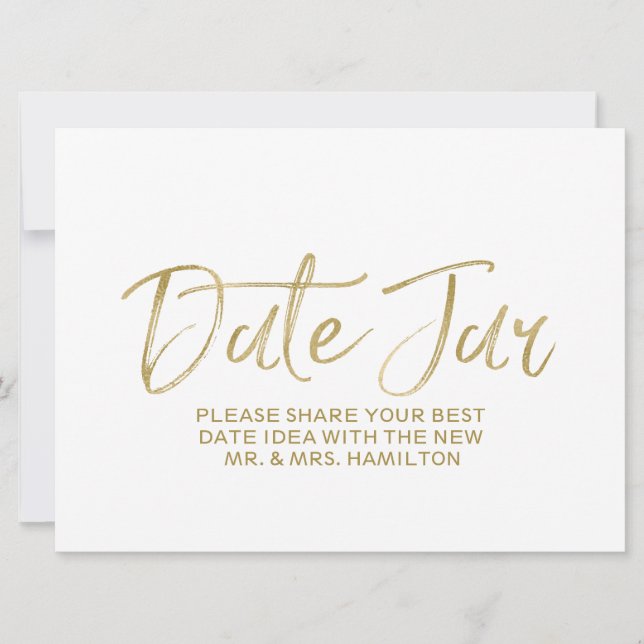 Convite Letreiro de Casamento Date Jar | Estilo Dourado co (Frente)
