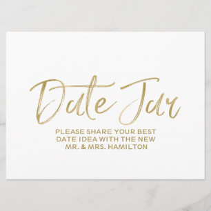 Convite Letreiro de Casamento Date Jar   Estilo Dourado co