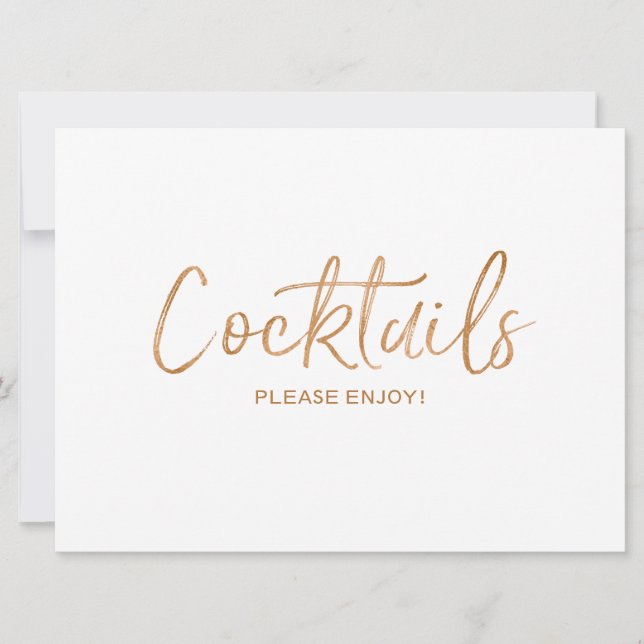 Convite Letreiro de "Cocktails" de Casamento | Rosa Dourad (Frente)
