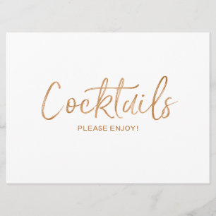 Convite Letreiro de "Cocktails" de Casamento   Rosa Dourad