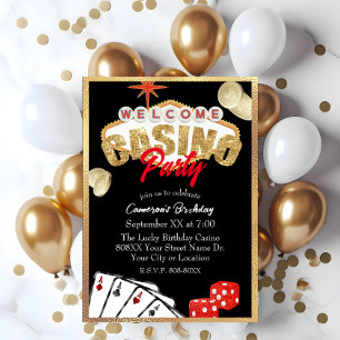 Convite Letreiro de Las Vegas Festa no Cassino Gold