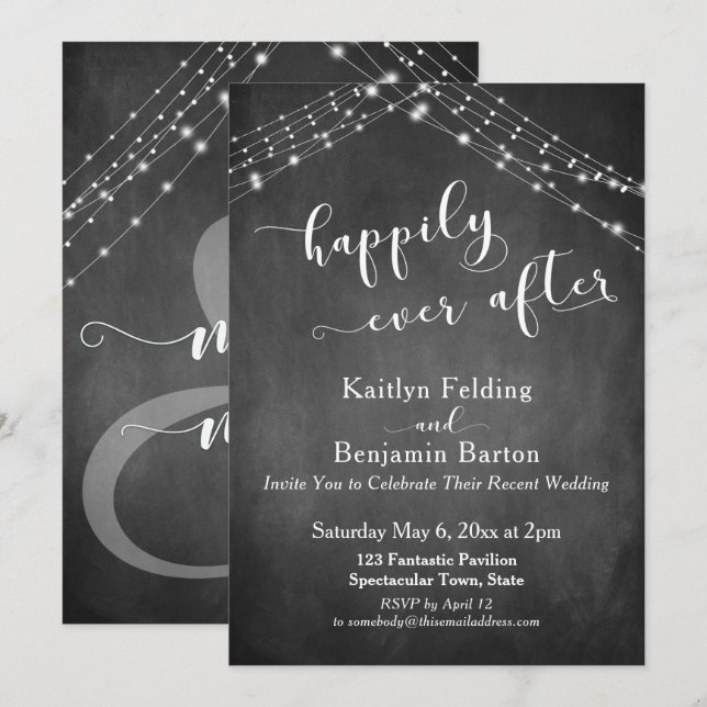 Convite Letreiro de Loja Iluminado Caligrafia Felizes para (Frente/Verso)