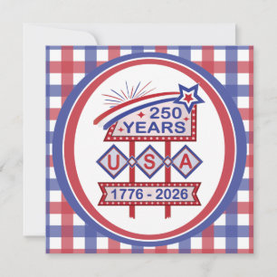 Convite Letreiro de Marquee do 250º Aniversário Retro EUA