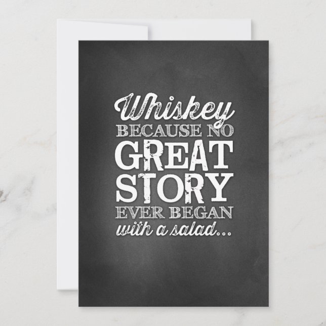 Convite Letreiro de Mesa 5x7 Chalkboard Whiskey Porque (Frente)