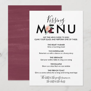 Convite Letreiro Floral   Menu de Beijo Marrom