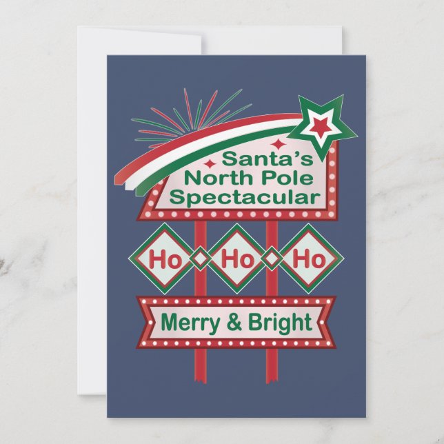 Convite Letreiro Retro de Natal – Ho Ho Ho Alegre e Brilha (Frente)