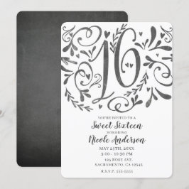Convite Letreiro Vintage Caprichoso Giz Sweet 16