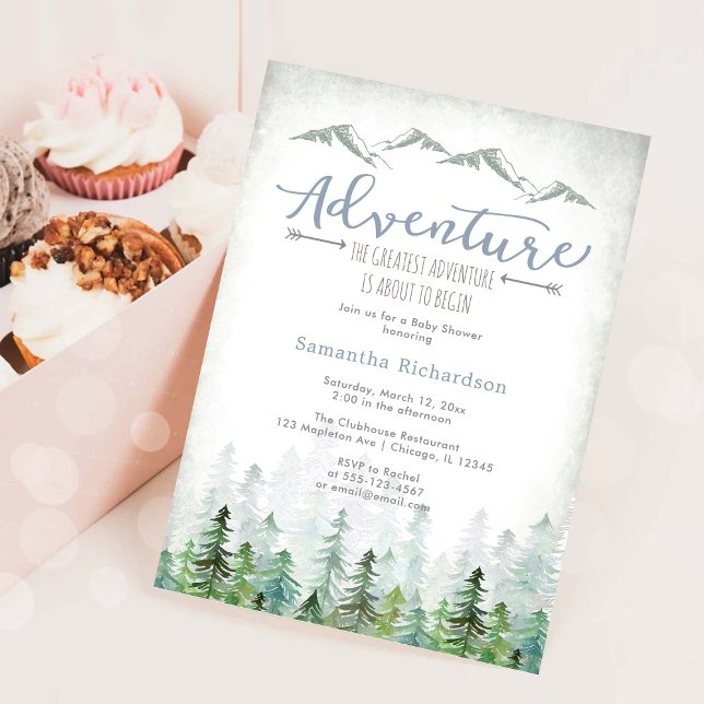 Convite Let's Adventure Begin Forest Baby Shower (Criador carregado)
