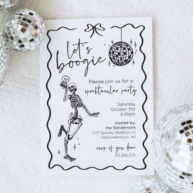 Convite Let's Boogie Skeleton Halloween Invitation (Let's Boogie Skeleton Halloween Invitation)