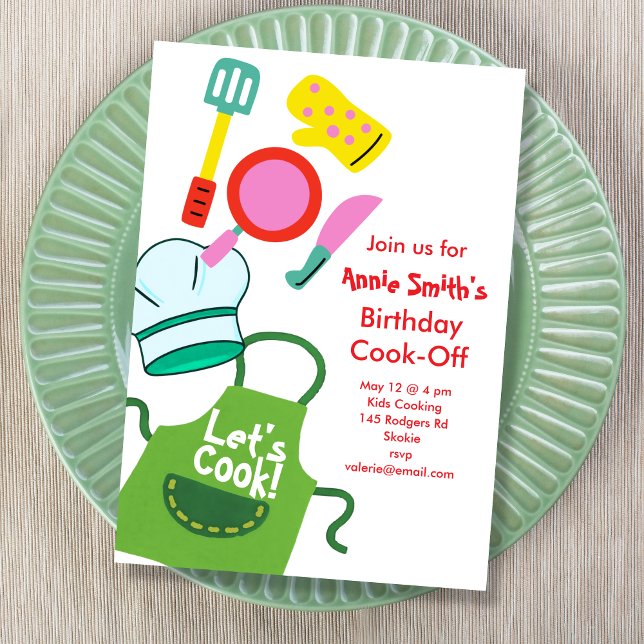 Convite Let's Cook Birthday Party (Criador carregado)