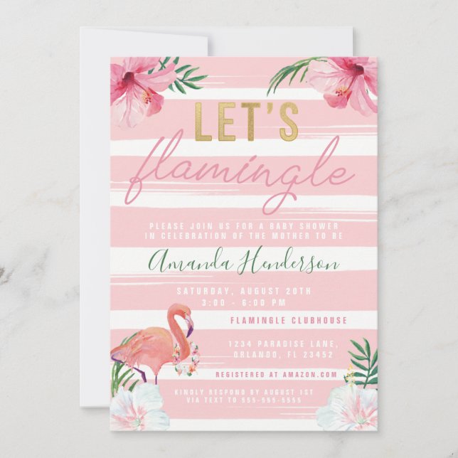 Convite Let's Flamingle Flamingo (Frente)
