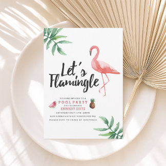 Convite Let's Flamingle Pool Party Invitation
