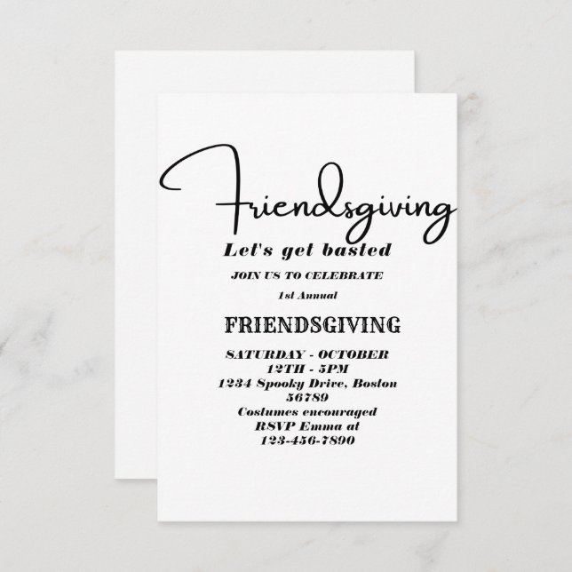 Convite Let's Get Basted | Friendsgiving invitation (Frente/Verso)