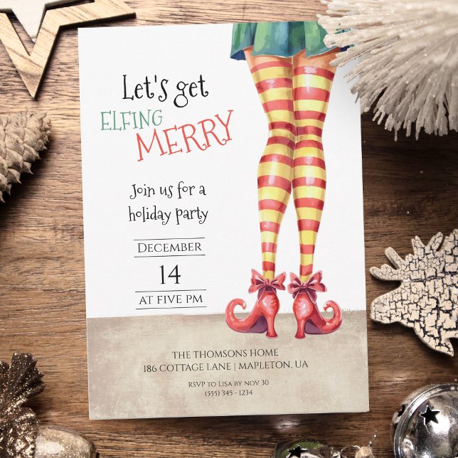 Convite Let's Get ELFING Merry Fun Holidays Party  (Criador carregado)