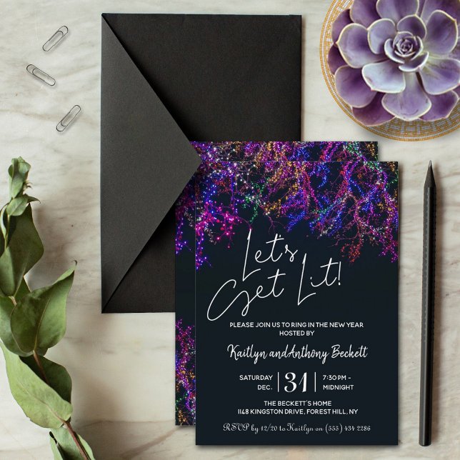 Convite Let's Get Lit | New Year's Eve Party (Criador carregado)