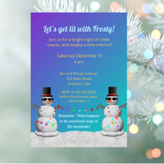 Convite Let's Get Lit with Frosty Invitation