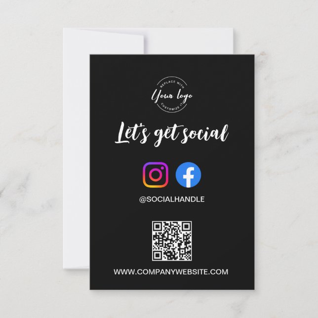 Convite Let's Get Social Media website Custom logo QR code (Frente)
