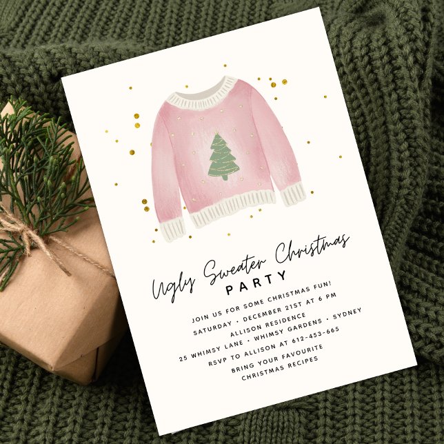 Convite Let's get Ugly Fun Ugly Sweater Christmas Party (Criador carregado)